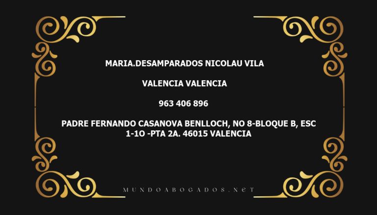 abogado Maria.Desamparados Nicolau Vila en la localidad de Valencia