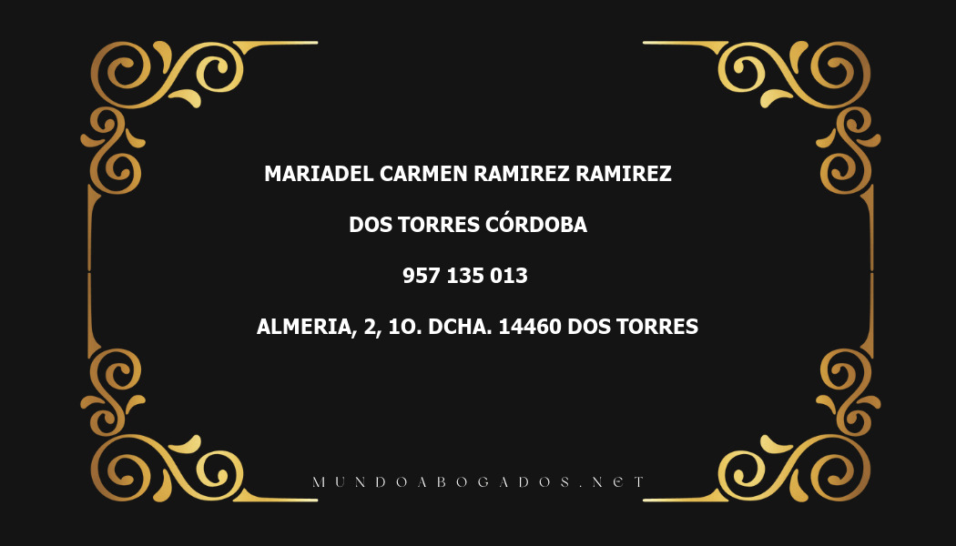 abogado Mariadel Carmen Ramirez Ramirez en la localidad de Dos Torres