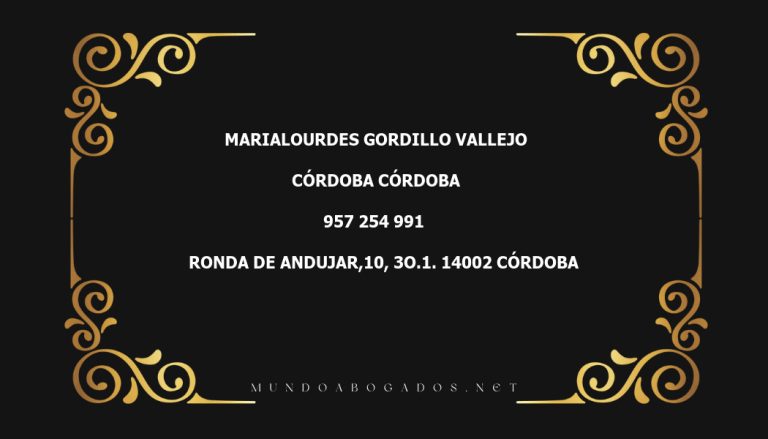 abogado Marialourdes Gordillo Vallejo en la localidad de Córdoba