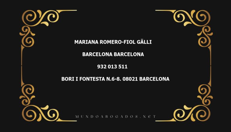 abogado Mariana Romero-Fiol Gälli en la localidad de Barcelona