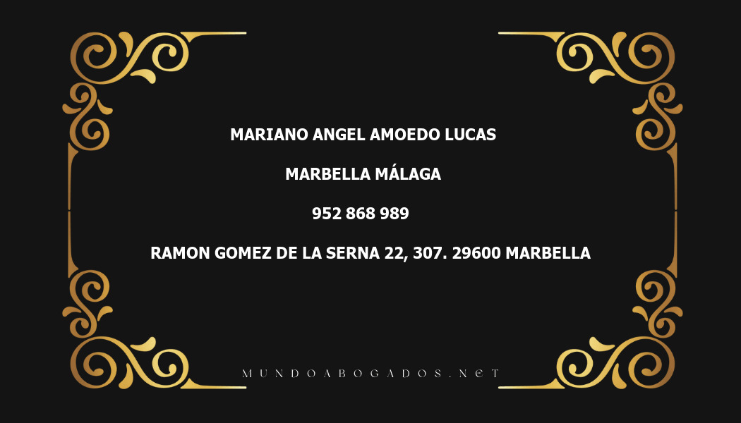 abogado Mariano Angel Amoedo Lucas en la localidad de Marbella