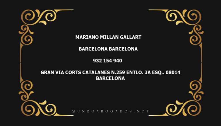 abogado Mariano Millan Gallart en la localidad de Barcelona