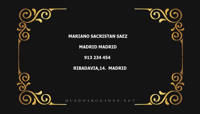 abogado Mariano Sacristan Saez en la localidad de Madrid