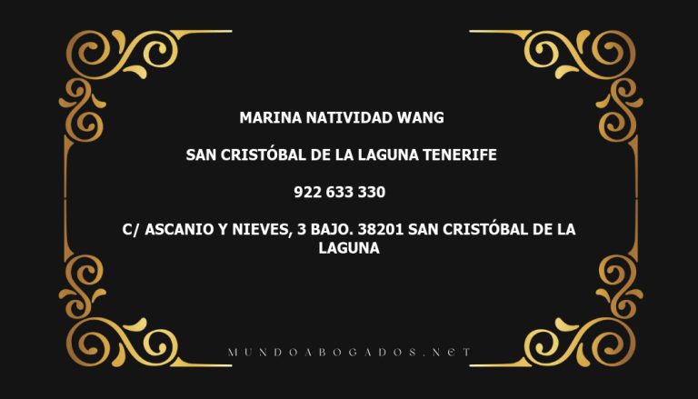 abogado Marina Natividad Wang en la localidad de San Cristóbal de La Laguna