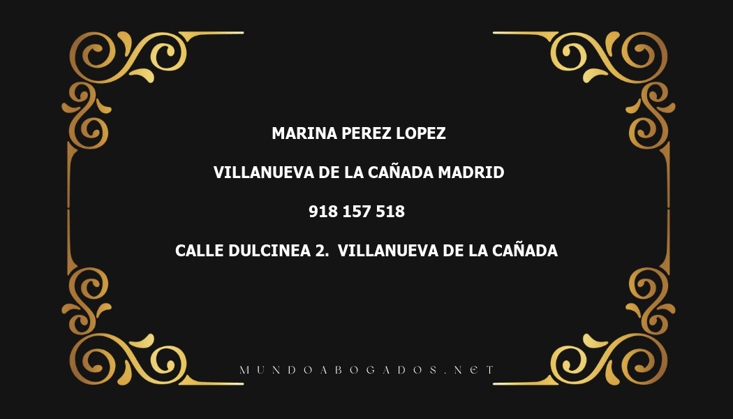 abogado Marina Perez Lopez en la localidad de Villanueva de la Cañada