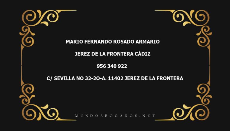 abogado Mario Fernando Rosado Armario en la localidad de Jerez de la Frontera