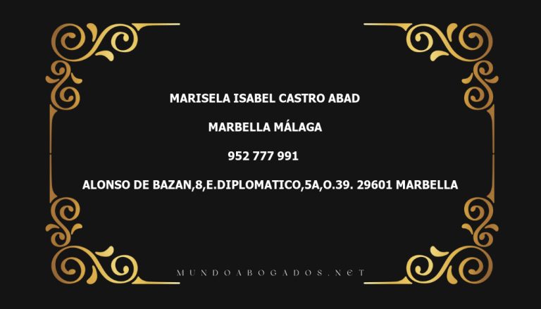 abogado Marisela Isabel Castro Abad en la localidad de Marbella