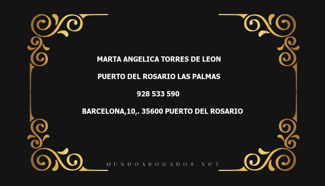 abogado Marta Angelica Torres De Leon en la localidad de Puerto del Rosario