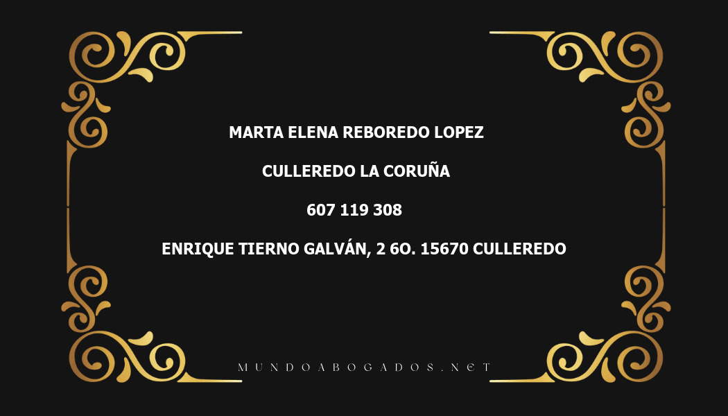 abogado Marta Elena Reboredo Lopez en la localidad de Culleredo