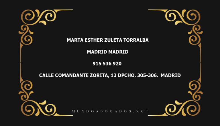 abogado Marta Esther Zuleta Torralba en la localidad de Madrid