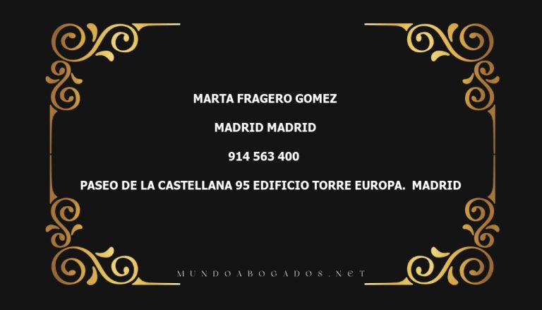 abogado Marta Fragero Gomez en la localidad de Madrid