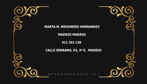 abogado Marta M. Mesonero Hernandez en la localidad de Madrid