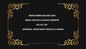 abogado Marta Maria Galvan Lugo en la localidad de Santa Cruz de la Palma