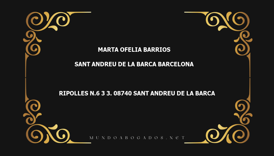 abogado Marta Ofelia Barrios en la localidad de Sant Andreu de la Barca