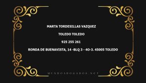 abogado Marta Tordesillas Vazquez en la localidad de Toledo