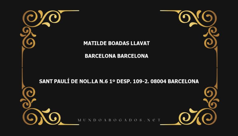 abogado Matilde Boadas Llavat en la localidad de Barcelona