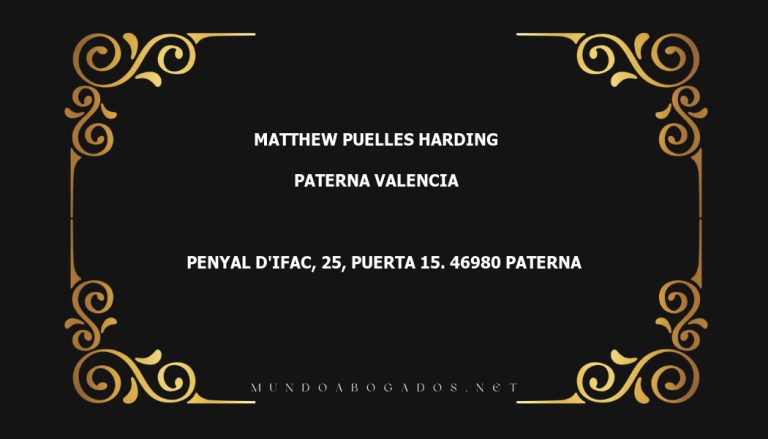 abogado Matthew Puelles Harding en la localidad de Paterna