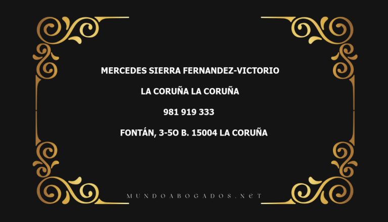 abogado Mercedes Sierra Fernandez-Victorio en la localidad de La Coruña