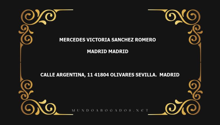 abogado Mercedes Victoria Sanchez Romero en la localidad de Madrid