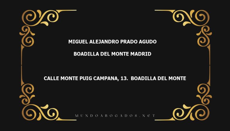 abogado Miguel Alejandro Prado Agudo en la localidad de Boadilla del Monte