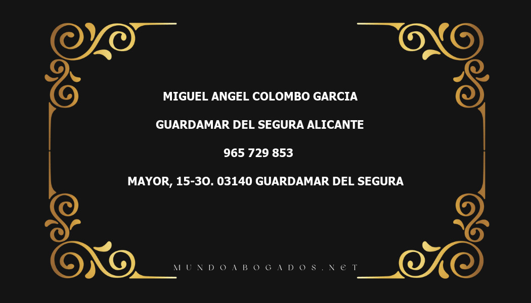 abogado Miguel Angel Colombo Garcia en la localidad de Guardamar del Segura