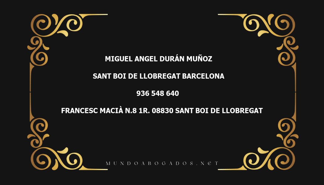 abogado Miguel Angel Durán Muñoz en la localidad de Sant Boi de Llobregat