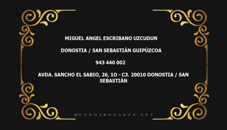 abogado Miguel Angel Escribano Uzcudun en la localidad de Donostia / San Sebastián