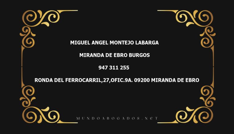 abogado Miguel Angel Montejo Labarga en la localidad de Miranda de Ebro