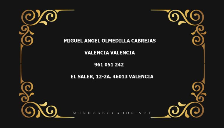 abogado Miguel Angel Olmedilla Cabrejas en la localidad de Valencia