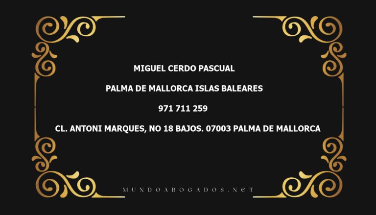 abogado Miguel Cerdo Pascual en la localidad de Palma de Mallorca