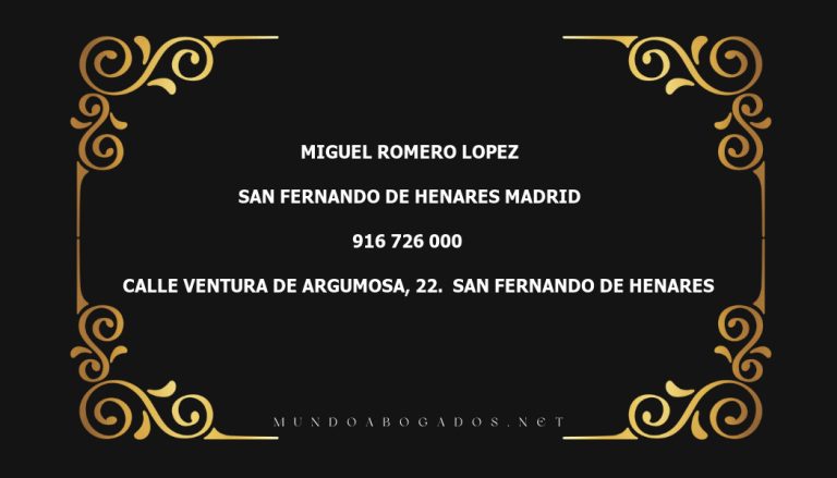 abogado Miguel Romero Lopez en la localidad de San Fernando de Henares