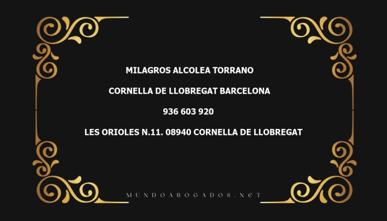 abogado Milagros Alcolea Torrano en la localidad de Cornella de Llobregat