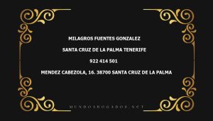 abogado Milagros Fuentes Gonzalez en la localidad de Santa Cruz de la Palma