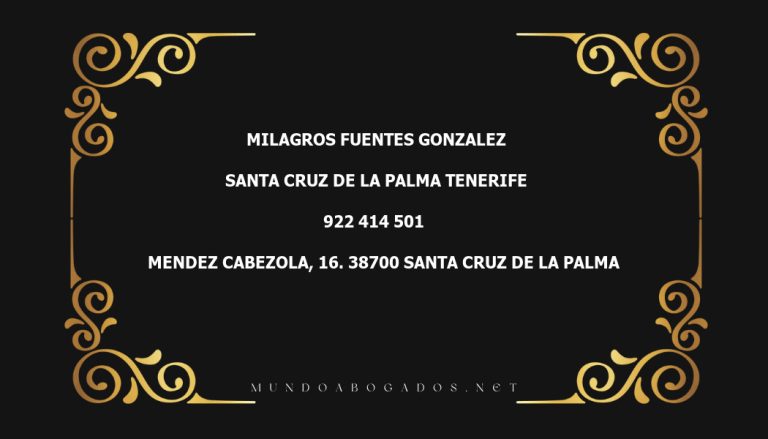 abogado Milagros Fuentes Gonzalez en la localidad de Santa Cruz de la Palma