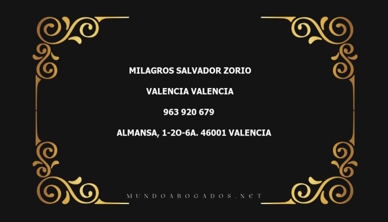 abogado Milagros Salvador Zorio en la localidad de Valencia