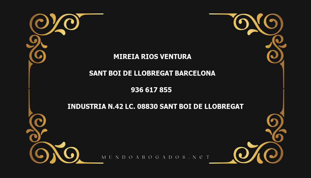 abogado Mireia Rios Ventura en la localidad de Sant Boi de Llobregat