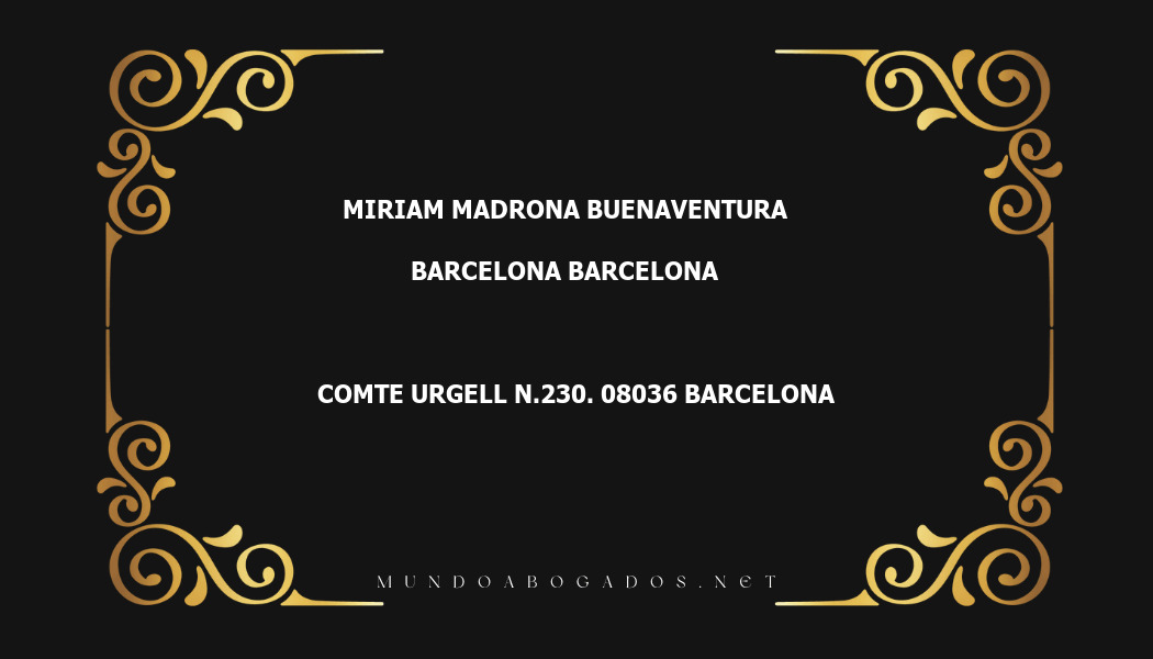 abogado Miriam Madrona Buenaventura en la localidad de Barcelona