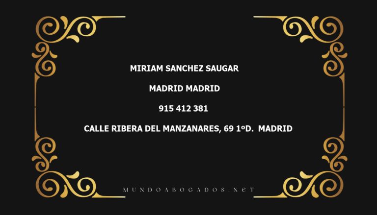 abogado Miriam Sanchez Saugar en la localidad de Madrid