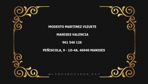 abogado Modesto Martinez Vizuete en la localidad de Manises