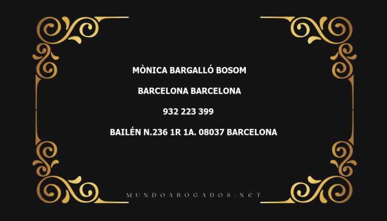 abogado Mònica Bargalló Bosom en la localidad de Barcelona