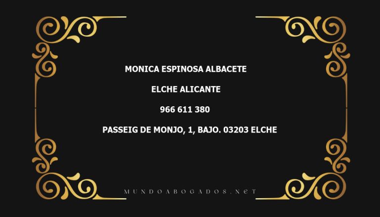 abogado Monica Espinosa Albacete en la localidad de Elche