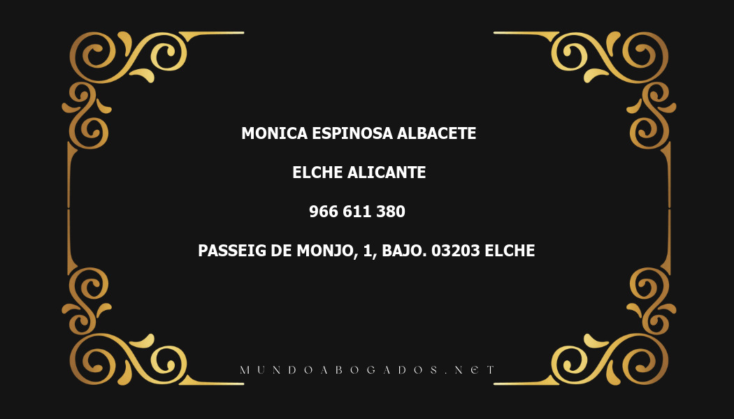 abogado Monica Espinosa Albacete en la localidad de Elche