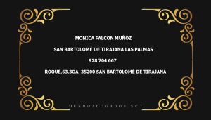 abogado Monica Falcon Muñoz en la localidad de San Bartolomé de Tirajana