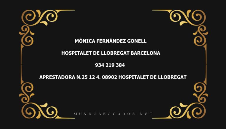 abogado Mònica Fernández Gonell en la localidad de Hospitalet de Llobregat