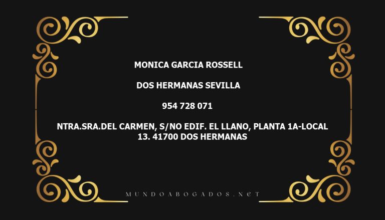 abogado Monica Garcia Rossell en la localidad de Dos Hermanas