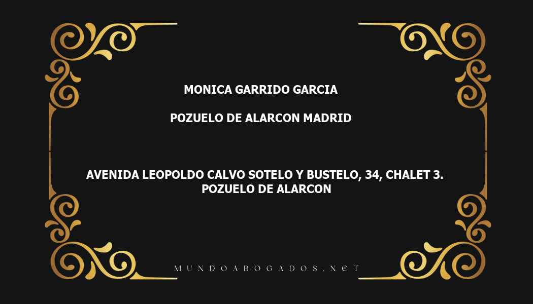 abogado Monica Garrido Garcia en la localidad de Pozuelo de Alarcon