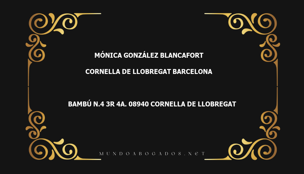 abogado Mónica González Blancafort en la localidad de Cornella de Llobregat