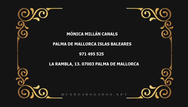 abogado Mónica Millán Canals en la localidad de Palma de Mallorca