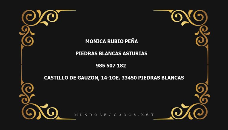 abogado Monica Rubio Peña en la localidad de Piedras Blancas