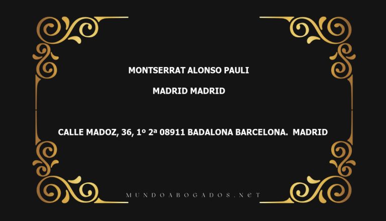 abogado Montserrat Alonso Pauli en la localidad de Madrid